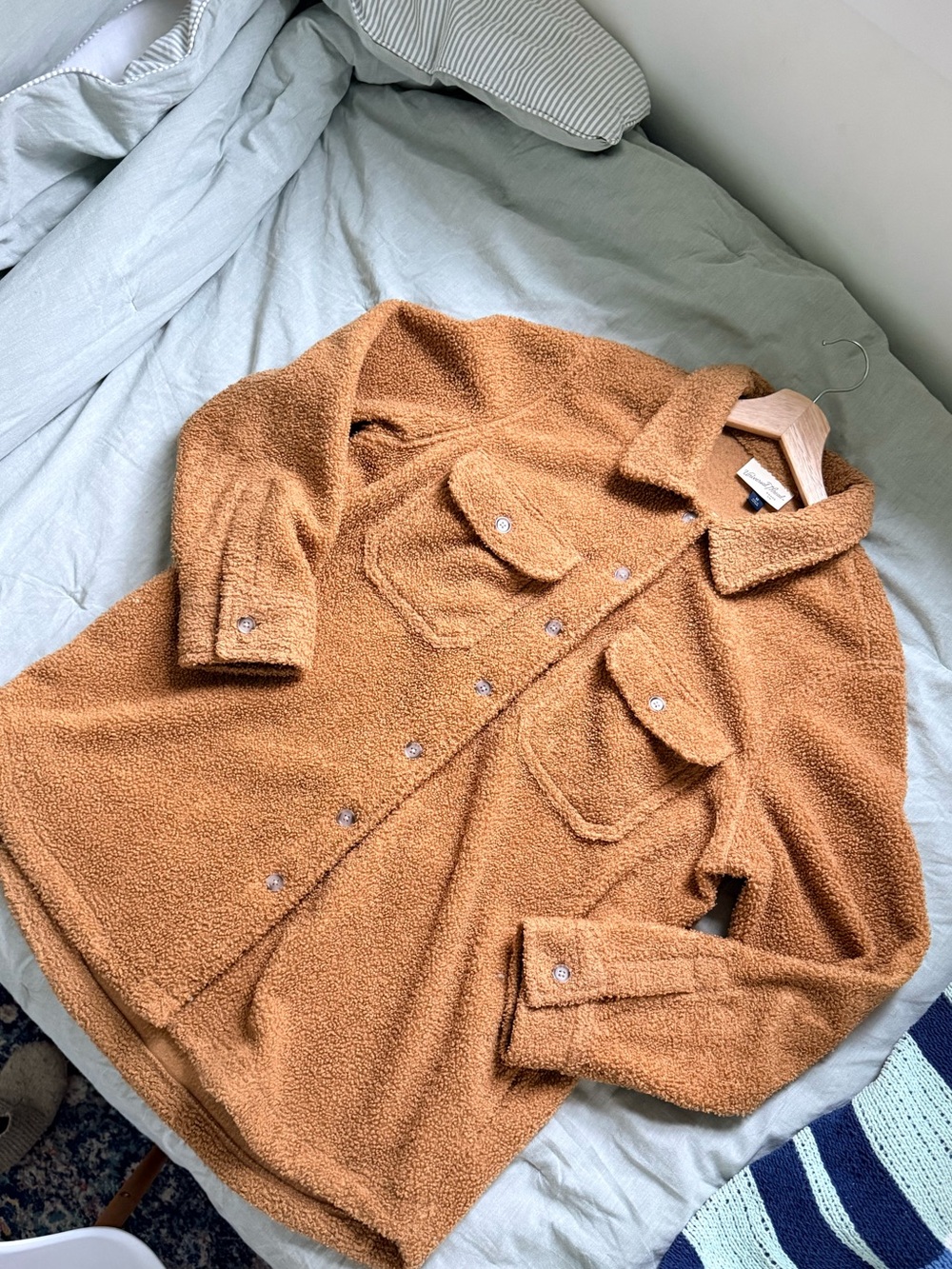 Universal Thread Camel Tan Sherpa Teddy Buttondown Jacket Shacket Size Medium